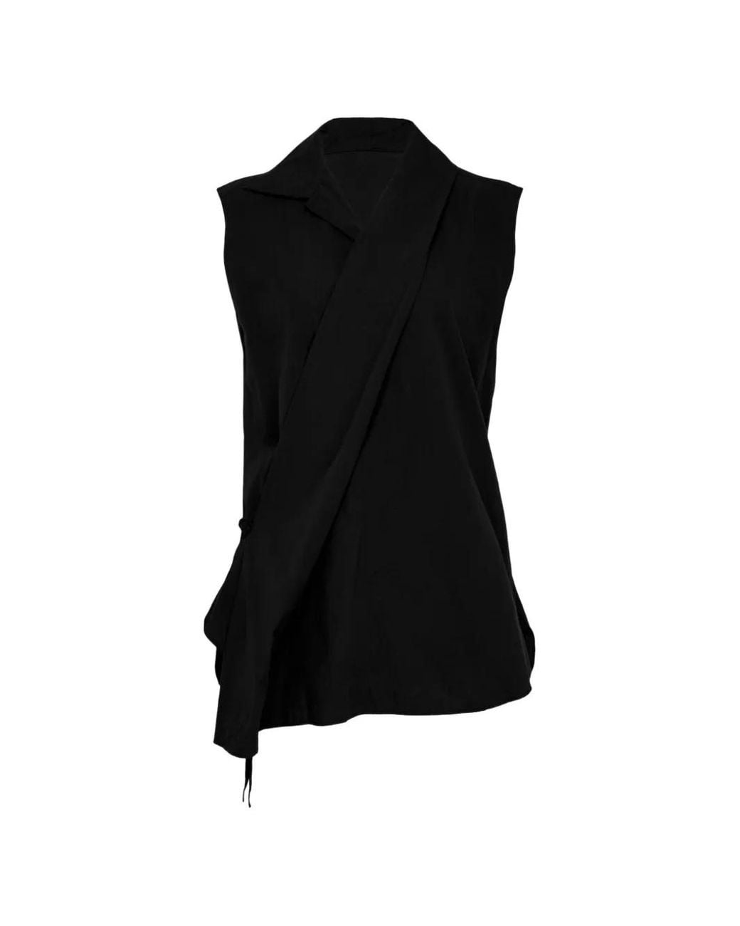Y's Yohji Yamamoto Black Wrap-Knot Sleeveless Shirt