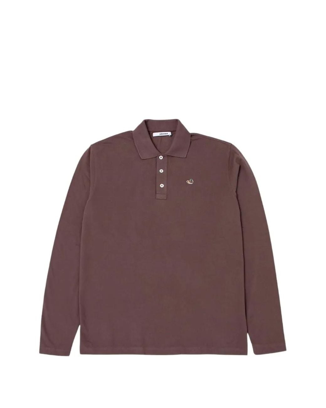Edmmond Studios Purple Logo-Patch Long-Sleeve Polo Shirt for men