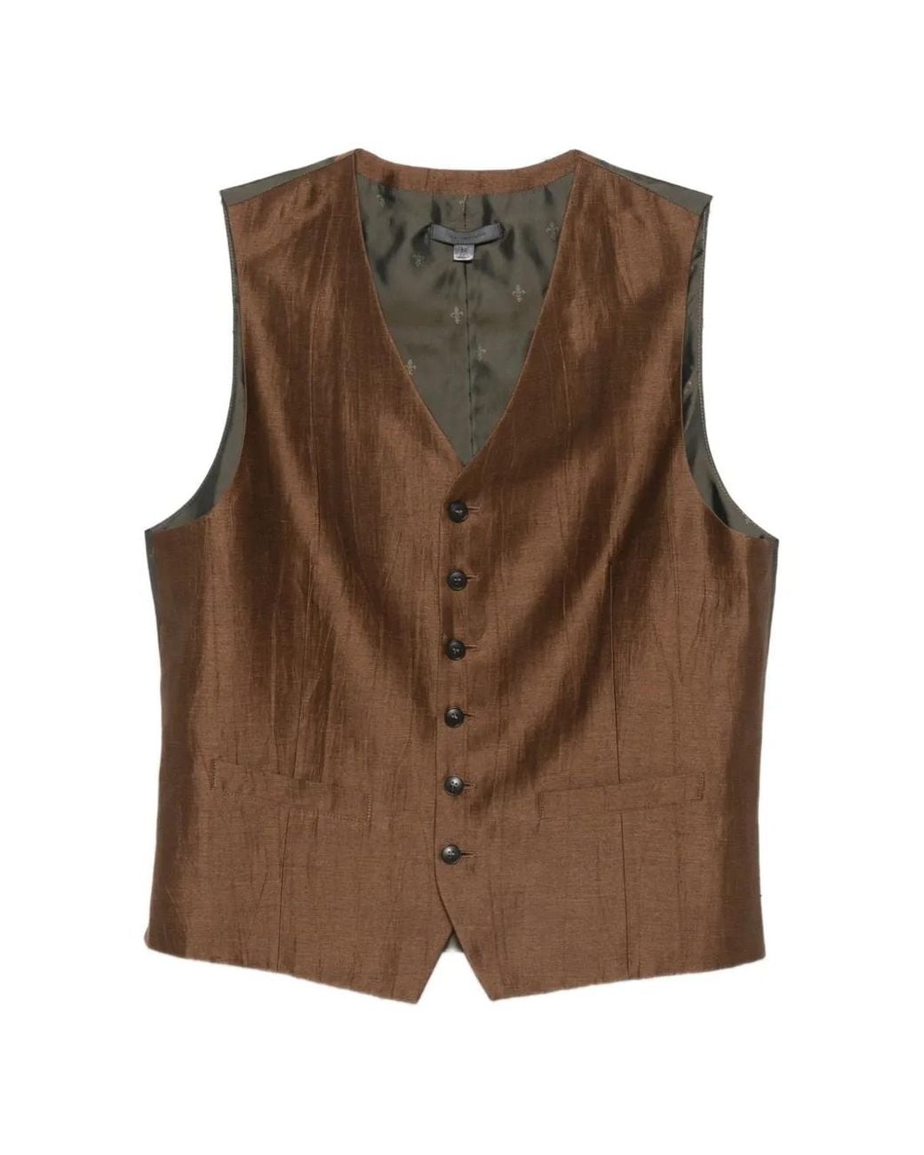 John Varvatos Brown Buttoned Waistcoat for men