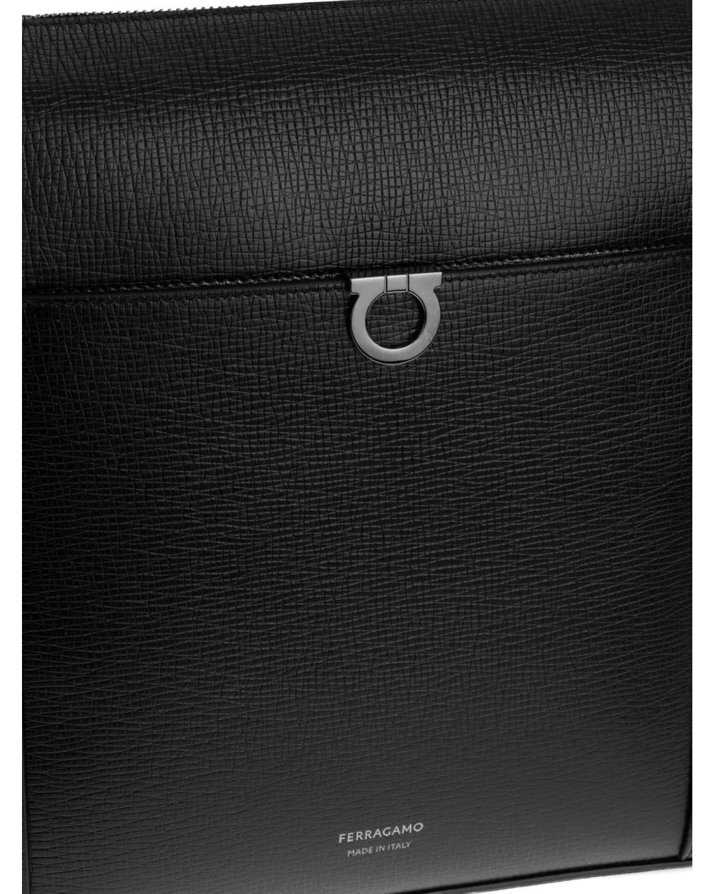 Ferragamo Blue Gancini Leather Crossbody Bag for men