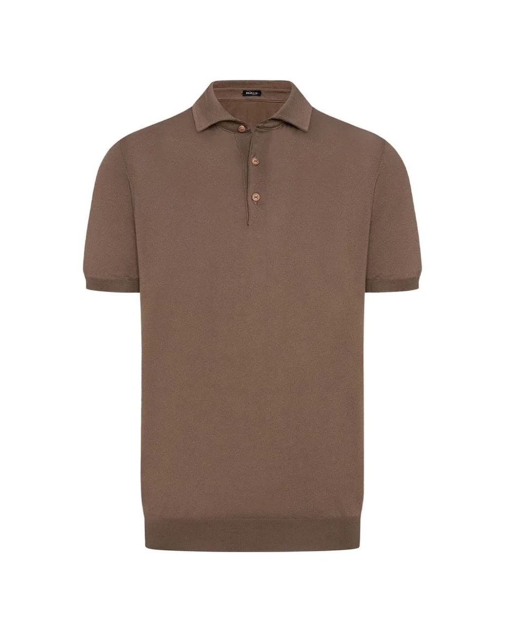 Kiton Brown Short-Sleeved Cotton Polo Shirt for men