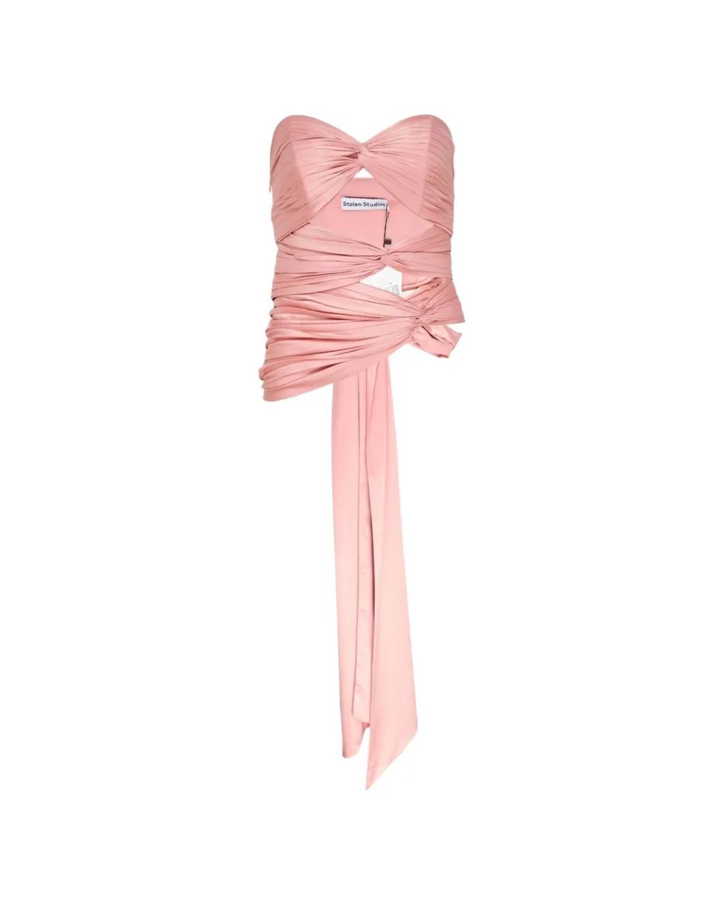 Stolen Stores Pink Ruched Strapless Top