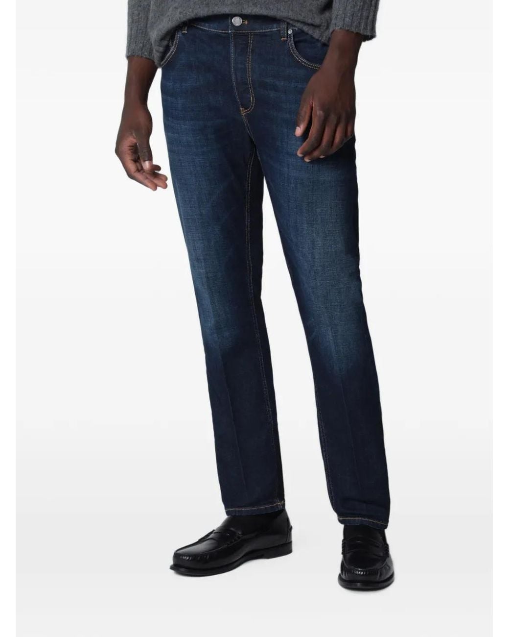PT Torino Blue Faded-Effect Slim-Fit Jeans for men