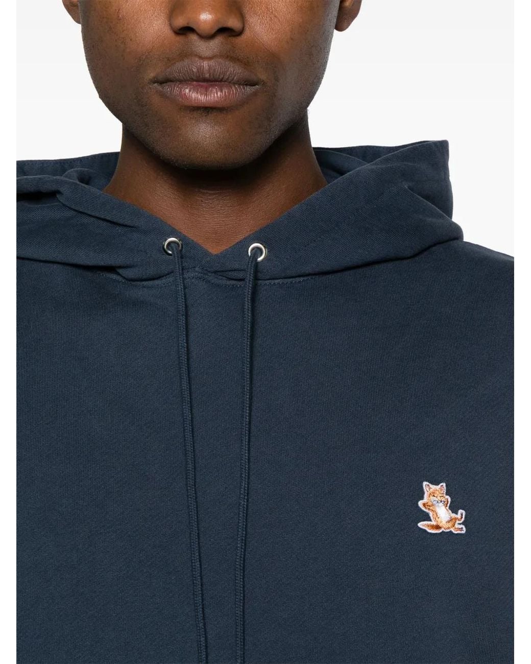 Maison Kitsuné Blue Chillax Patch Cotton Hoodie for men