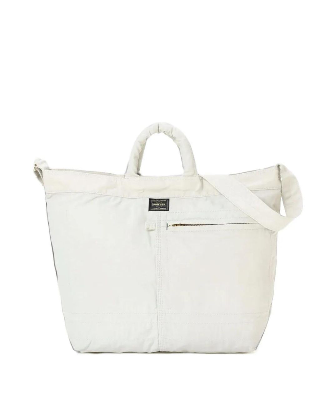 Porter-Yoshida and Co White 2Way Logo-Patch Tote Bag for men
