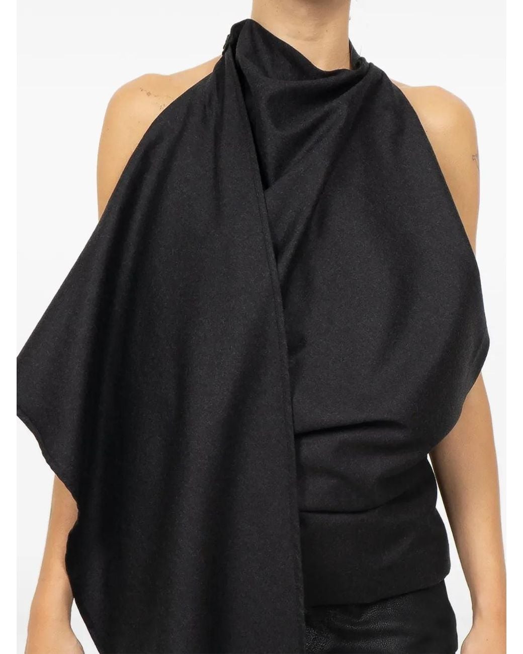Rohe Black Draped Open-Back Top