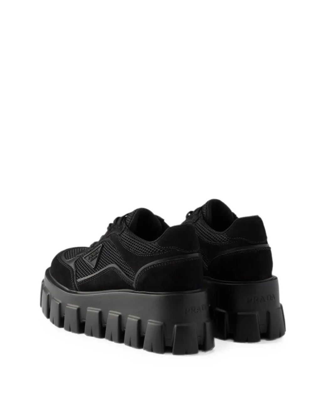 Prada Black Monolith Suede And Mesh Fabric Sneakers
