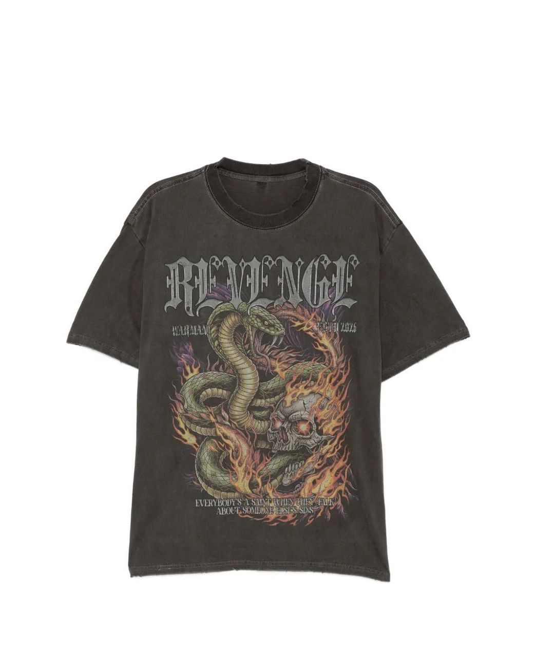 WARMAN Gray Snake Graphic T-Shirt for men