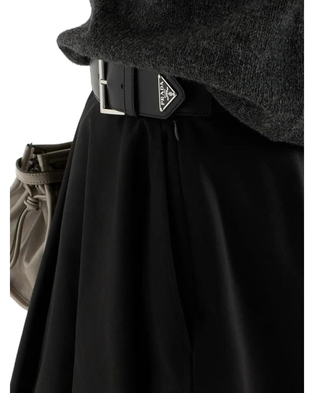 Prada Black Chino Circle Midi-Skirt