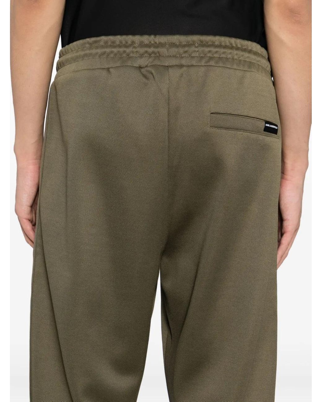 Karl Lagerfeld Green Logo-Embossed Trousers for men
