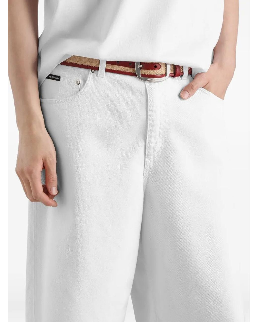 Dolce & Gabbana White Bermuda En Jean for men