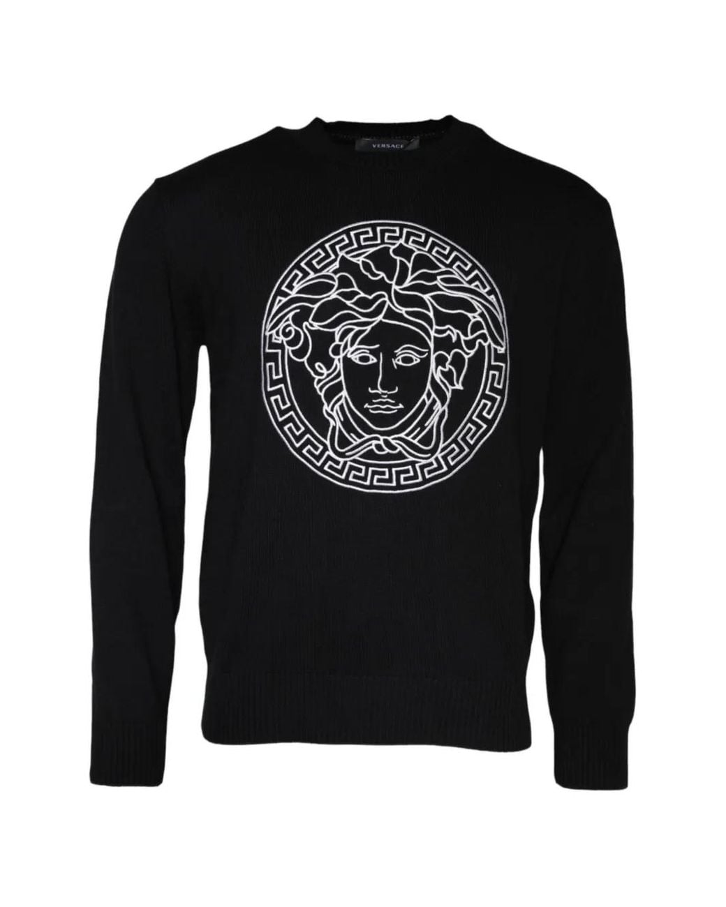 Versace Black Pull À Motif Medusa Brodé for men