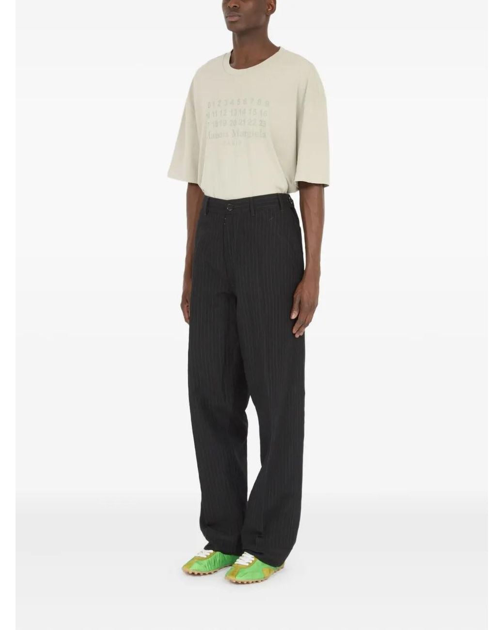 Maison Margiela Black Pinstripe-Pattern Trousers for men