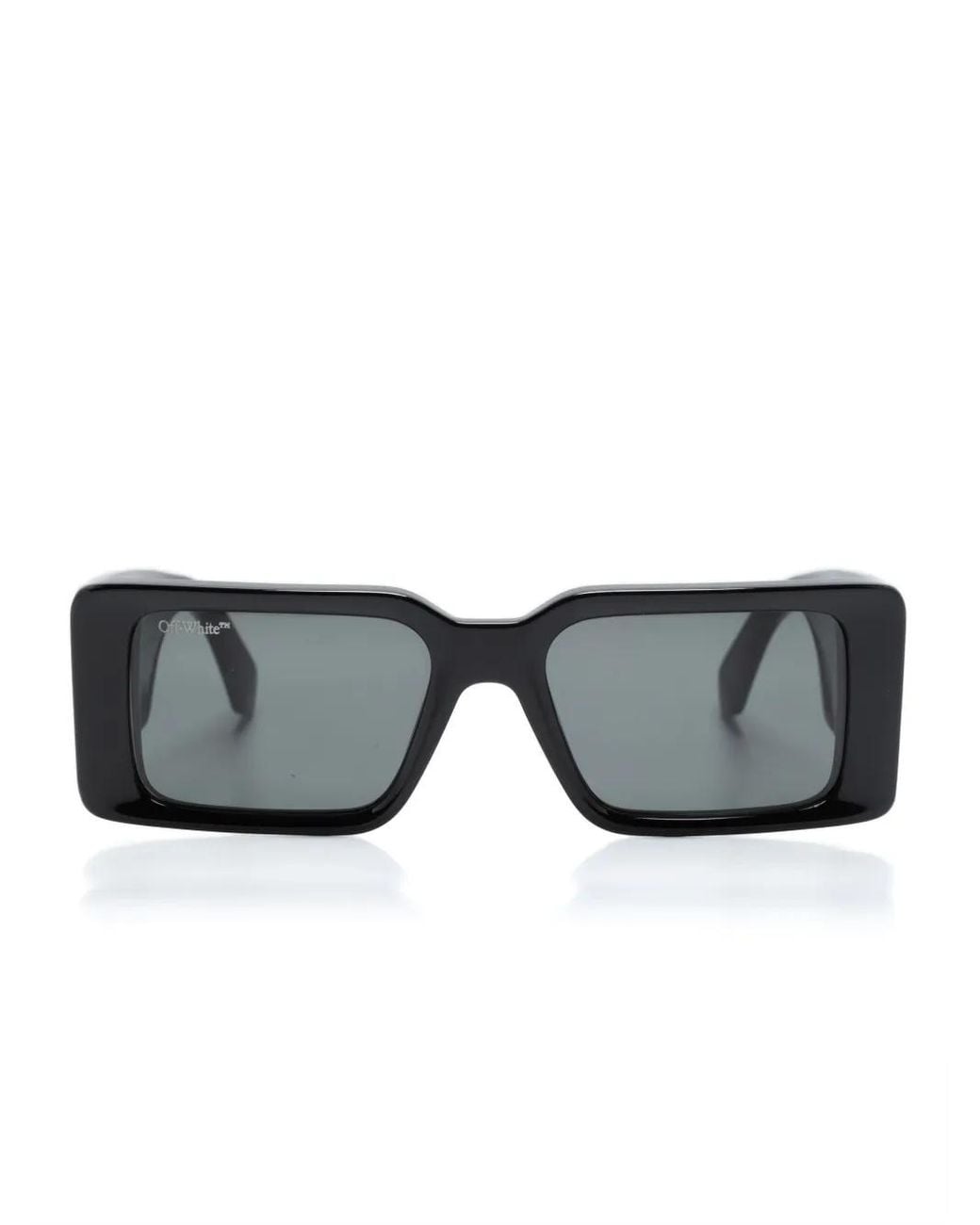 Off-White c/o Virgil Abloh Gray Logo-Engraved Rectangle-Frame Sunglasses for men