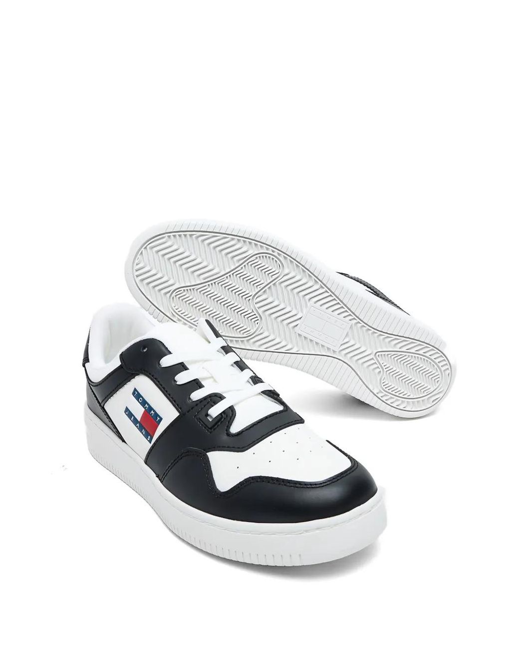 Tommy Hilfiger White Two-Tone Logo-Patch Sneakers