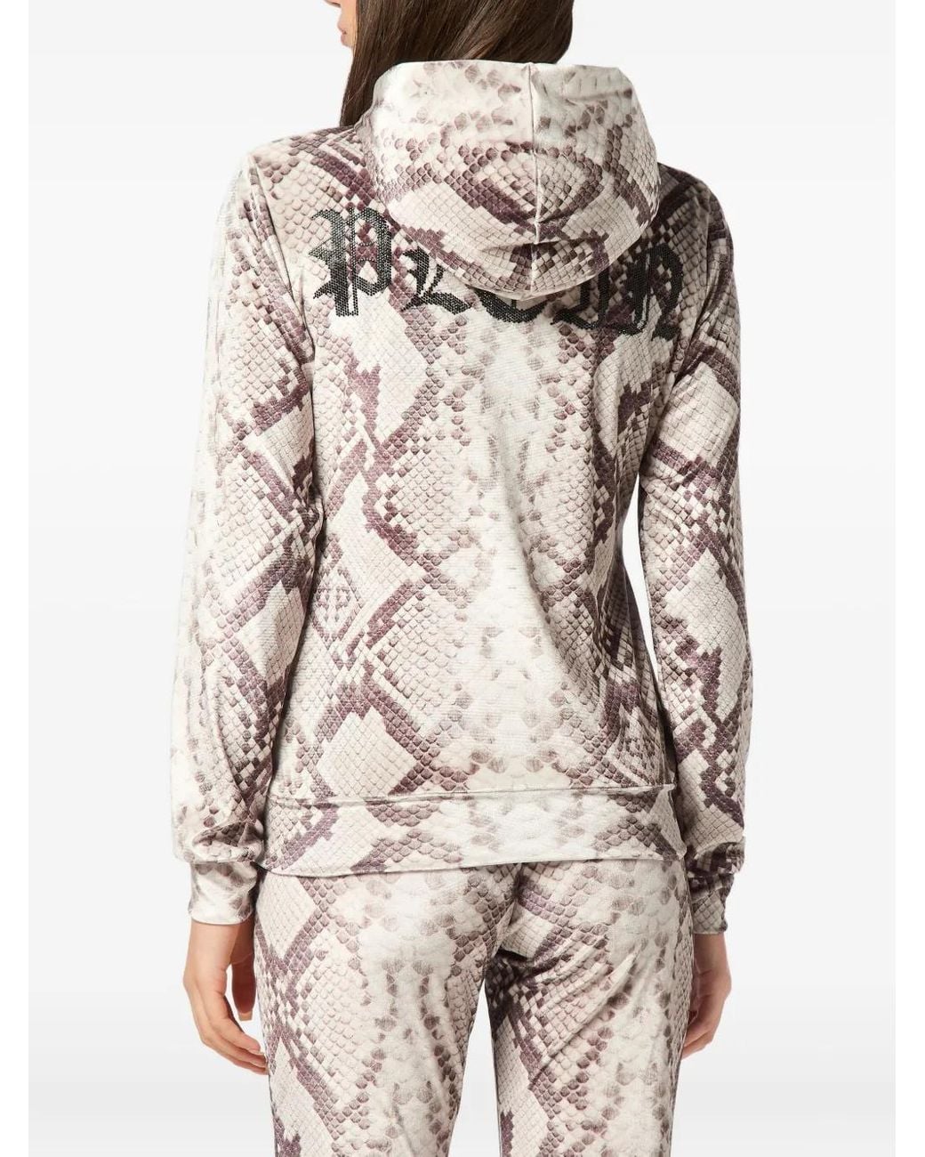 Philipp Plein Natural Zip Hoodie All-Over Python