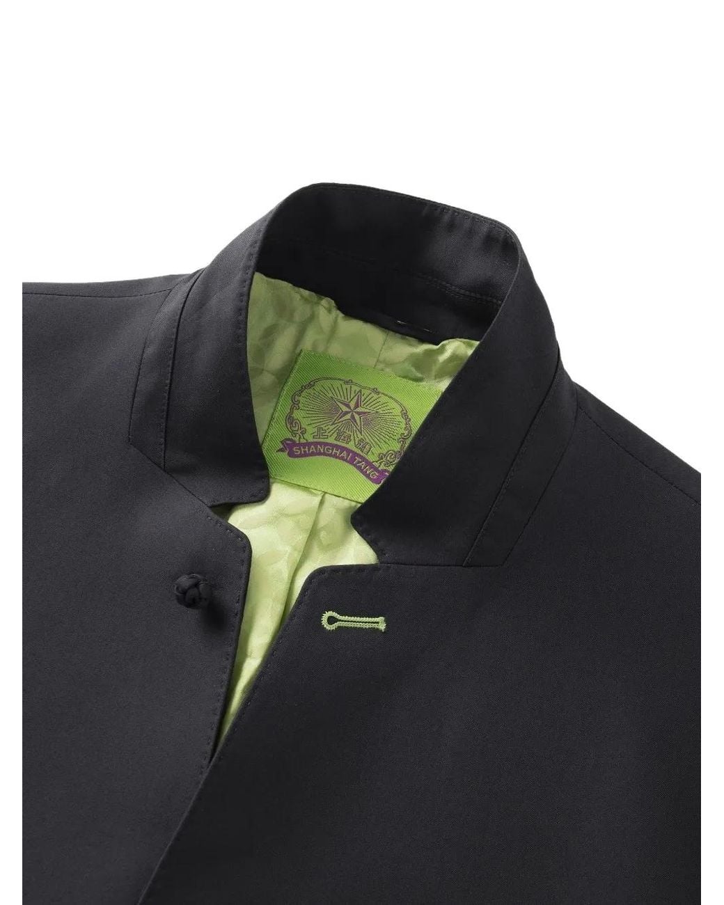 Shanghai Tang Black Blazer Heritage En Soie À Deux Boutons for men