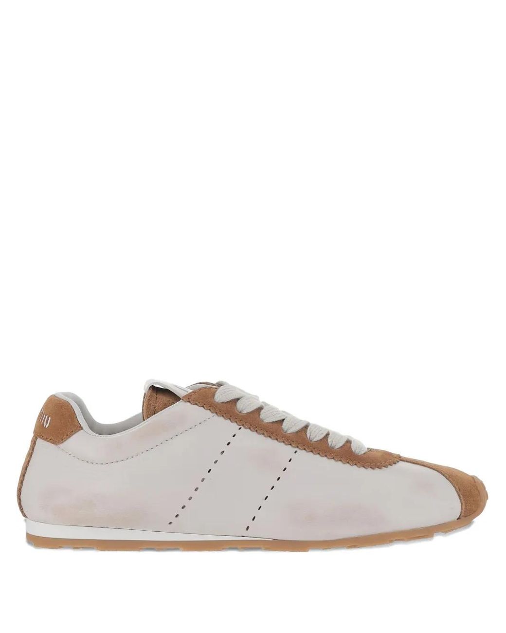 Miu Miu White Perforated Suede Leather Sneakers