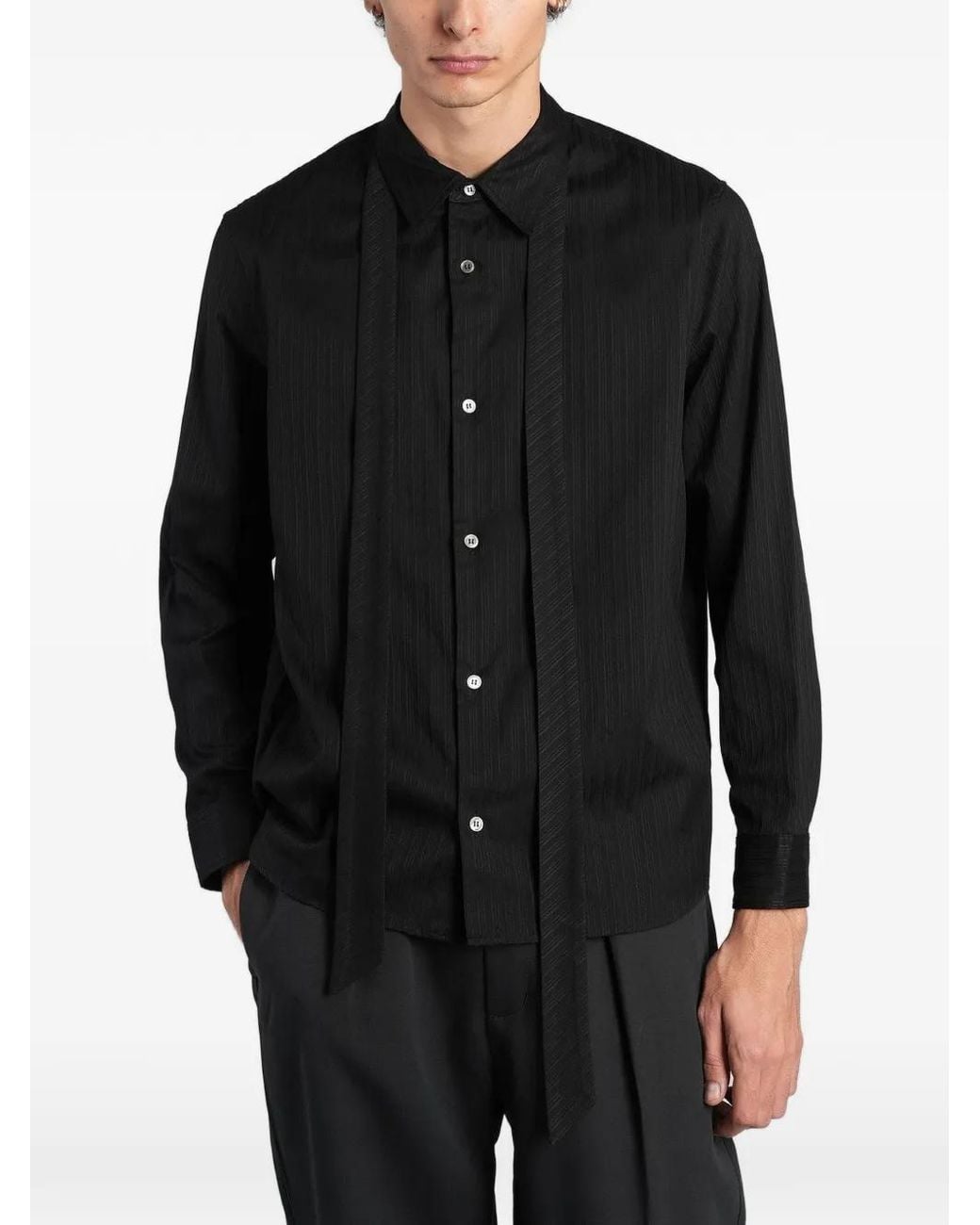 Attachment Black Tie-Detail Shirt for men