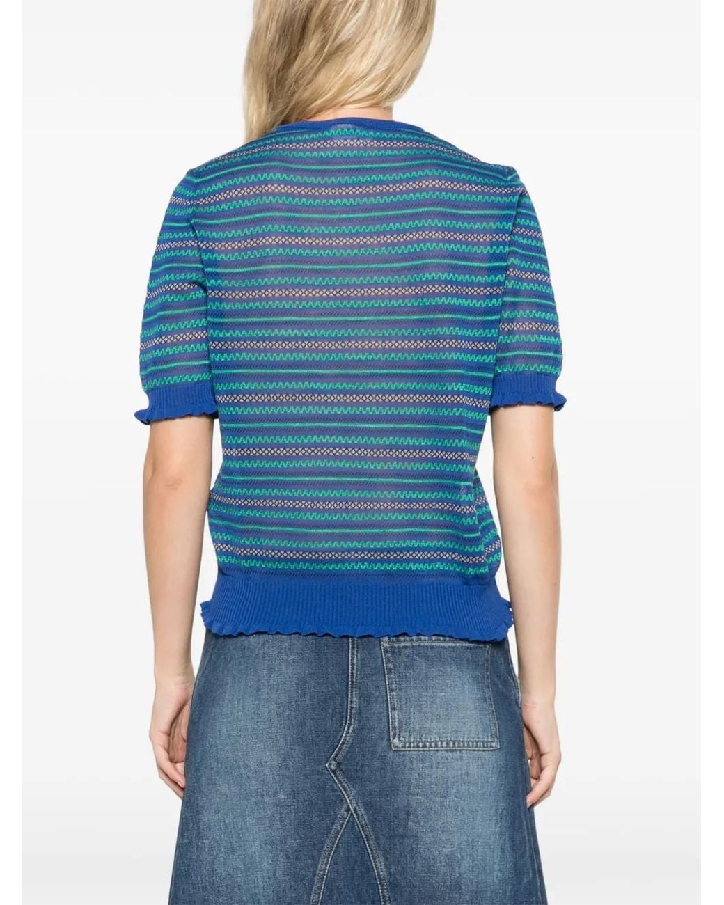 J.W. Anderson Blue Haut À Motif Fair Isle Et Effets De Transparence En Coloris Cobalt