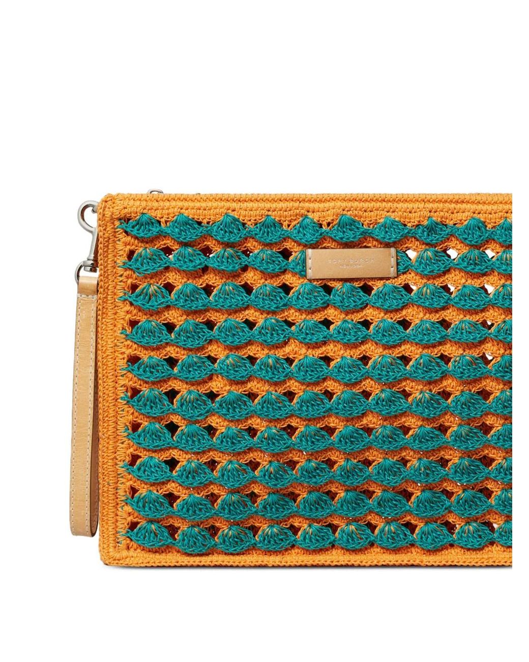 Tory Burch Orange Hand-Crocheted Pouch