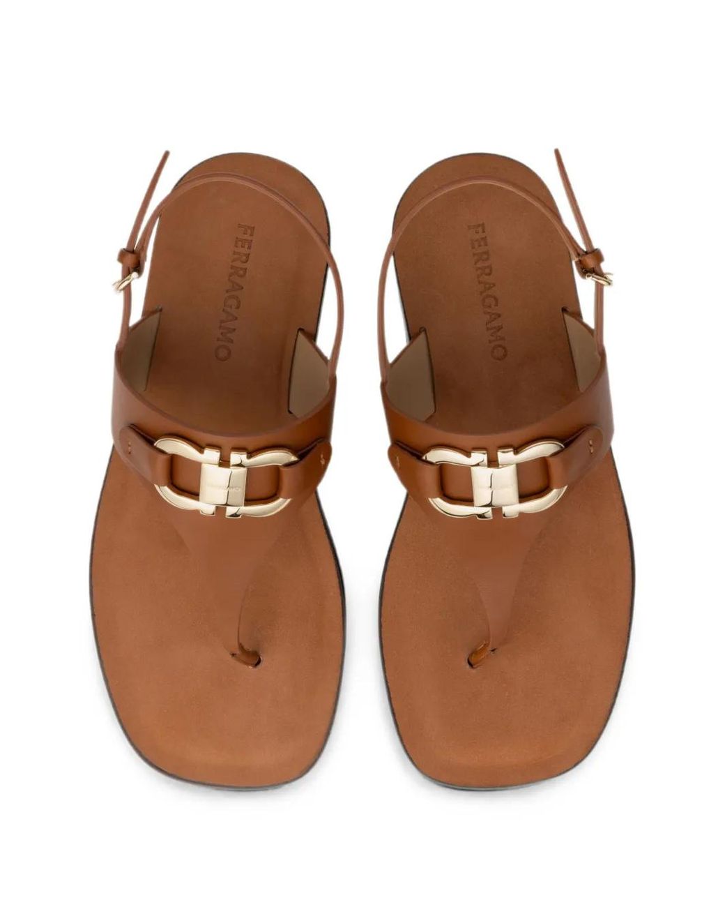 Ferragamo Brown Gancini Buckle Sandals
