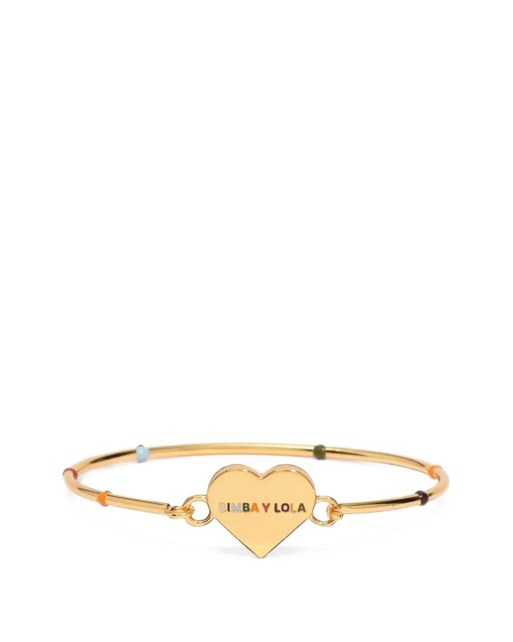 Bimba Y Lola Metallic Rigid Bracelet With Heart-Logo And Design