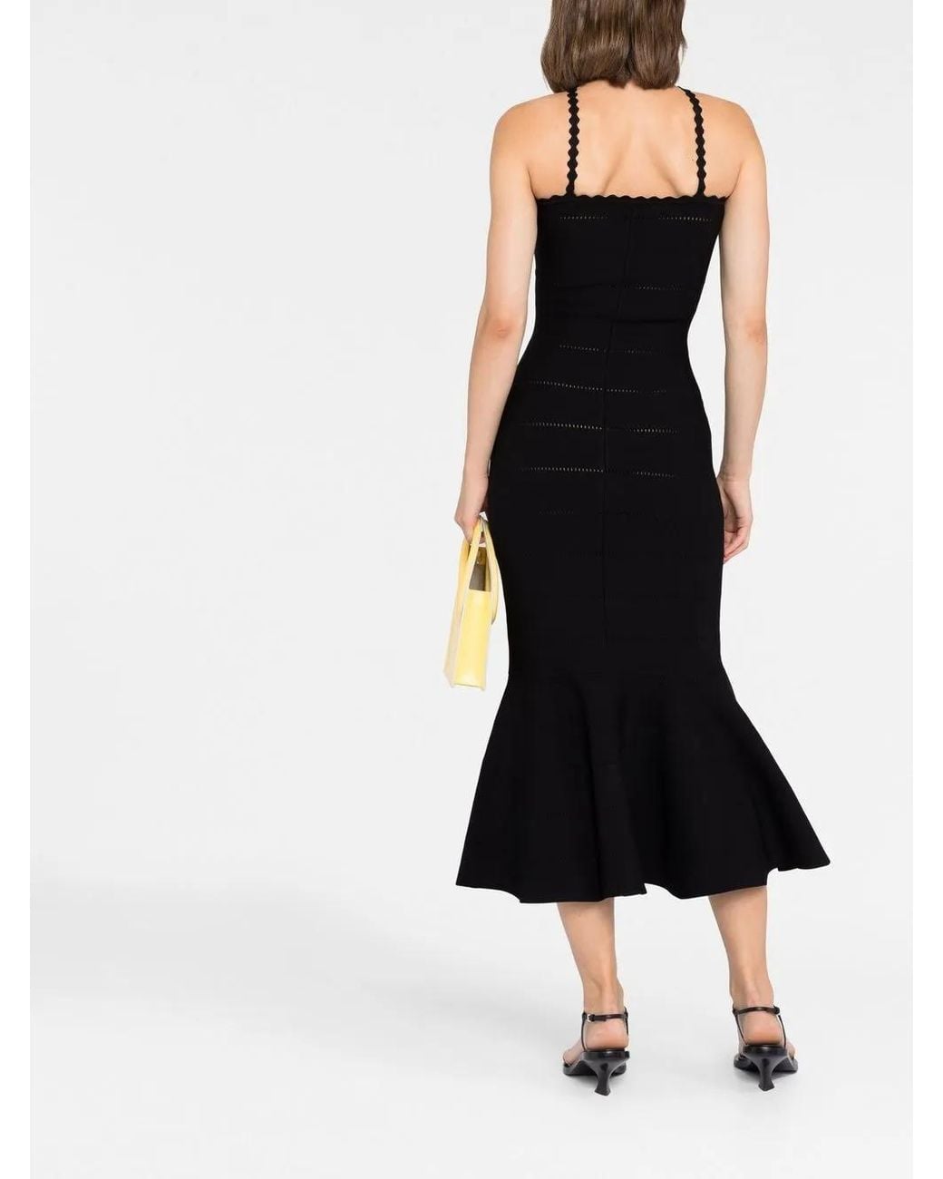 Victoria Beckham Black Cut-Out Detail Peplum Dress