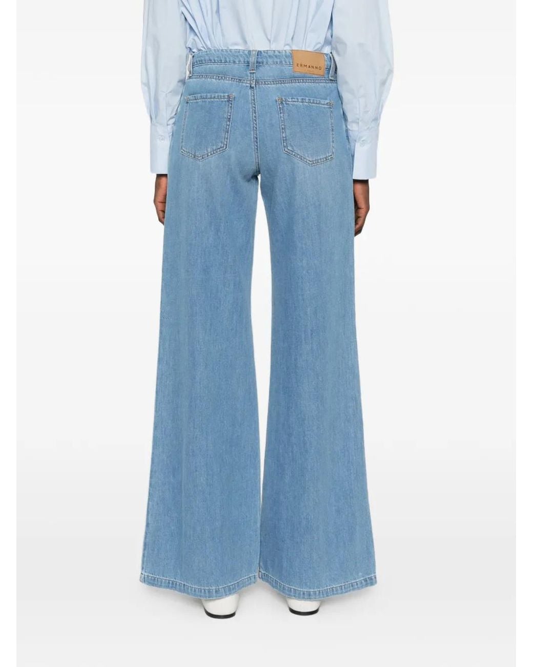 ERMANNO FIRENZE Blue Five-Pocket Wide Leg Jeans