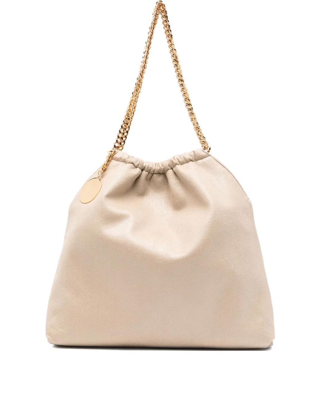 Stella McCartney Natural Falabella Drawstring Shoulder Bag In Beige Vegan Leather