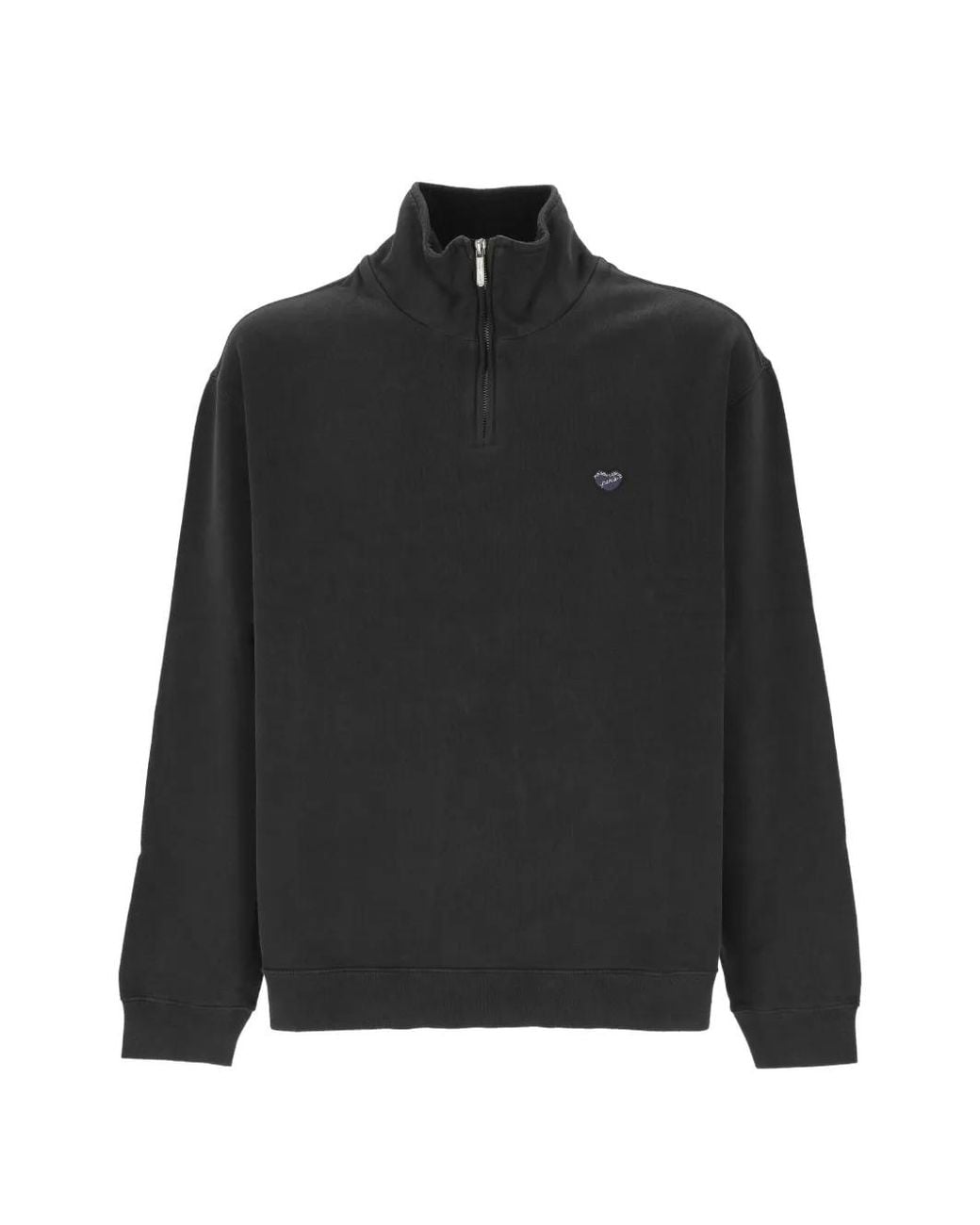 Maison Labiche Black Sweat Placide À Patch Logo Et Col Zippé for men