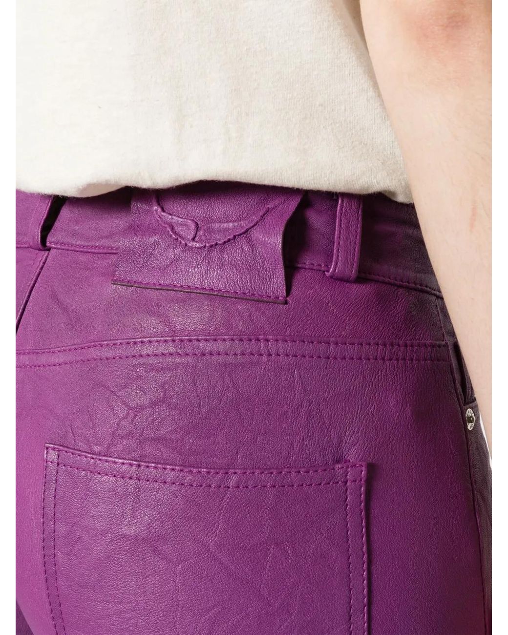 Zadig & Voltaire Purple Phlame Crinkled Leather Trousers
