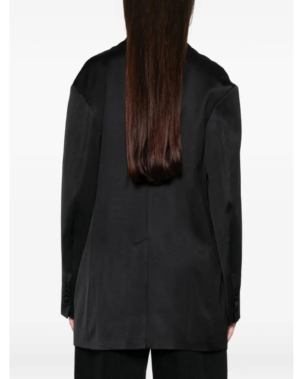 Lutz Huelle Black Hero Double-Breasted Satin-Finish Blazer
