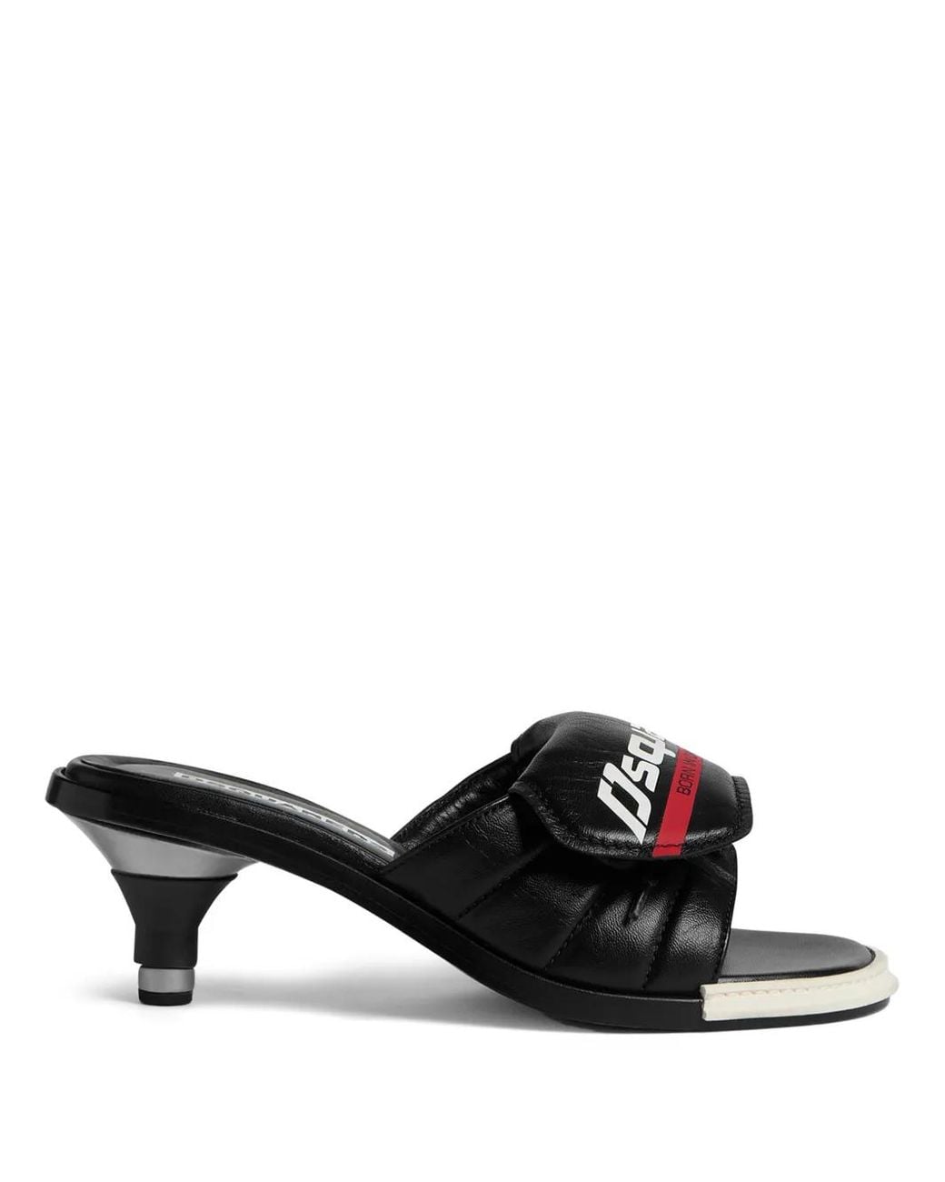 DSquared² Black Logo-Print Padded Mules