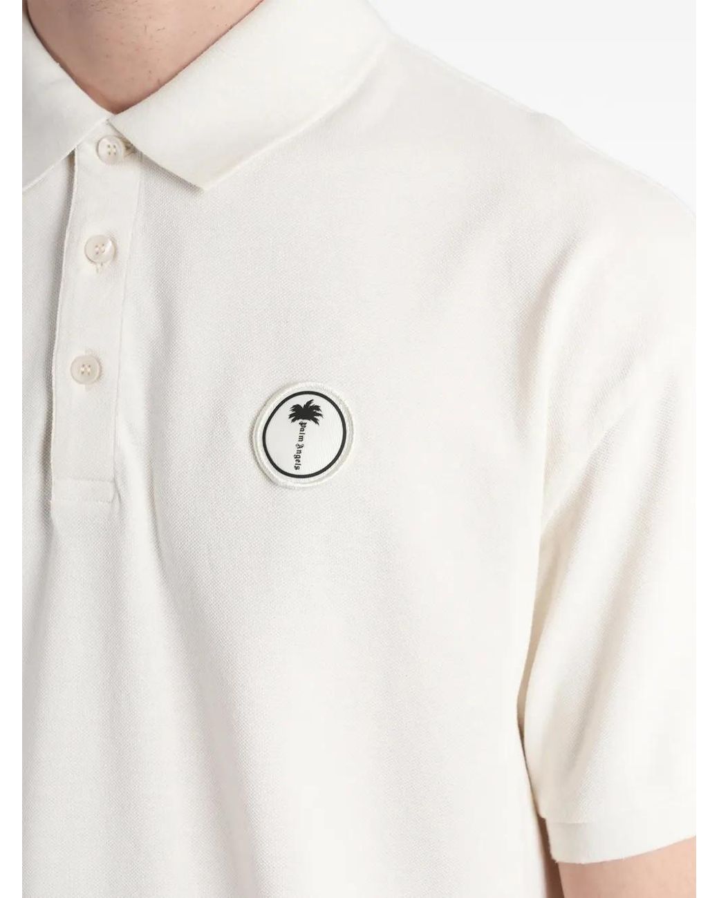 Palm Angels White Logo-Patch Polo Shirt for men