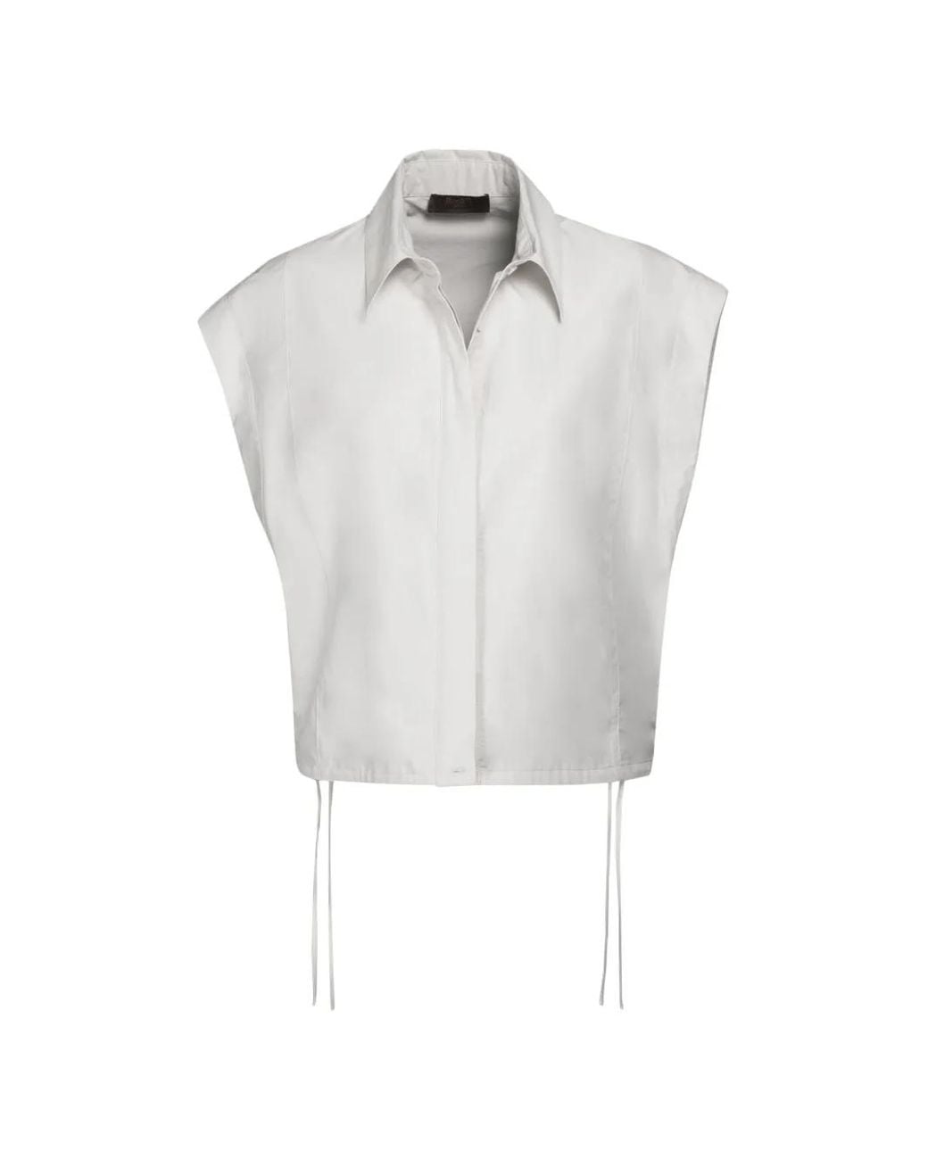 Moorer White Jessy-Wfc String-Detail Cotton Shirt