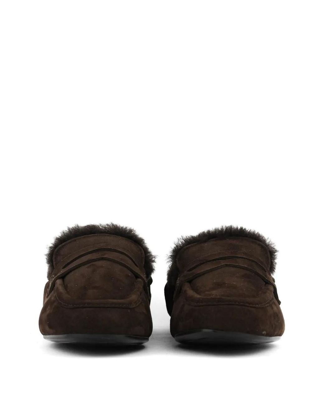 Guglielmo Rotta Black Shearling-Trim Suede Loafers