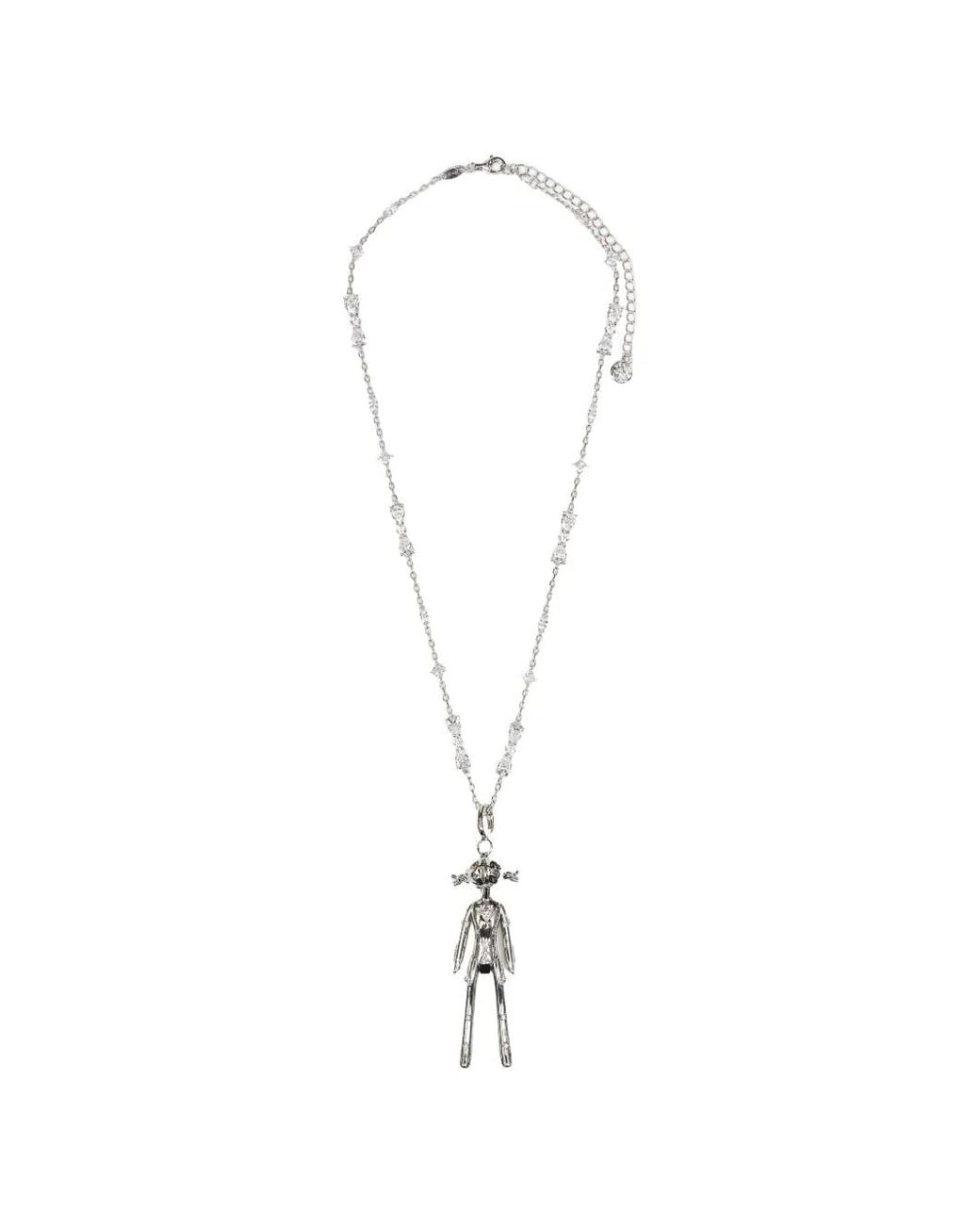 YVMIN White Small Girl Crystal-Embellished Doll Necklace