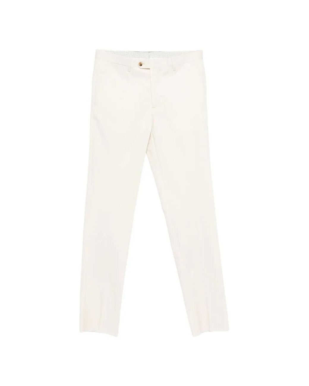 Luigi Borrelli Napoli White Button-Fastening Trousers for men