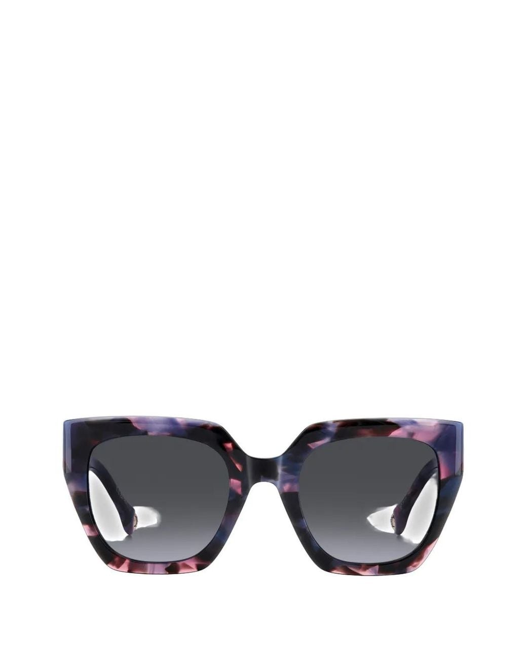 Carolina Herrera Black Tortoiseshell-Effect Squared-Frame Sunglasses