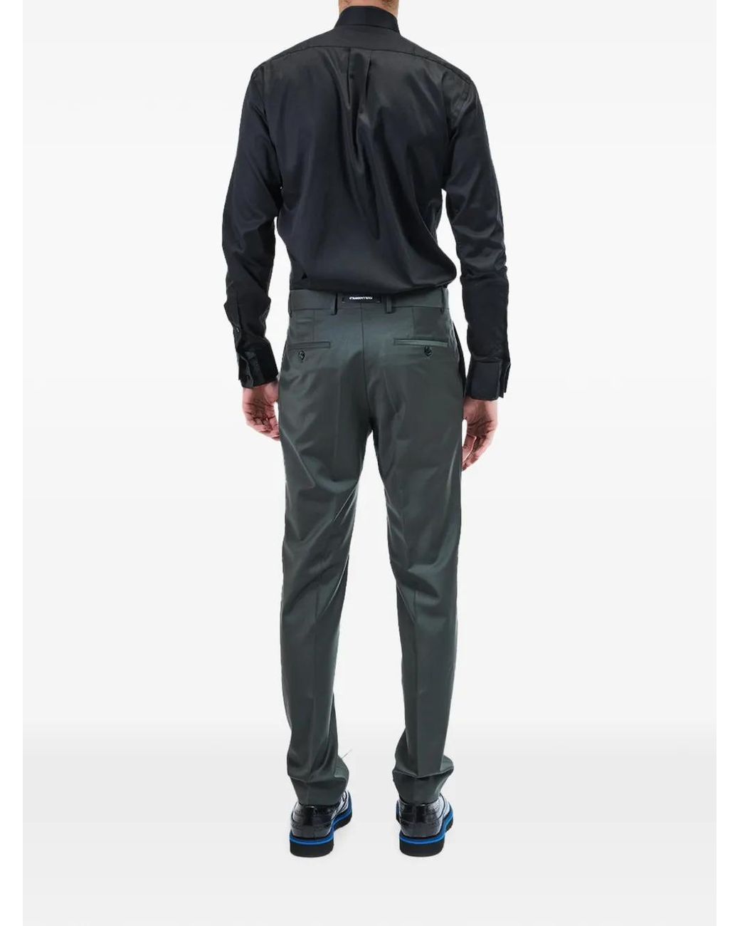 Karl Lagerfeld Black Mandarin-Collar Long-Sleeve Shirt for men