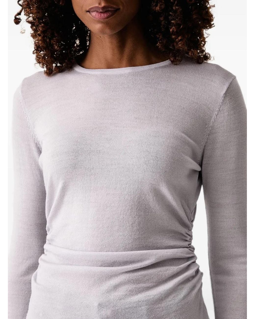Trussardi White Ruched-Detail Sweater