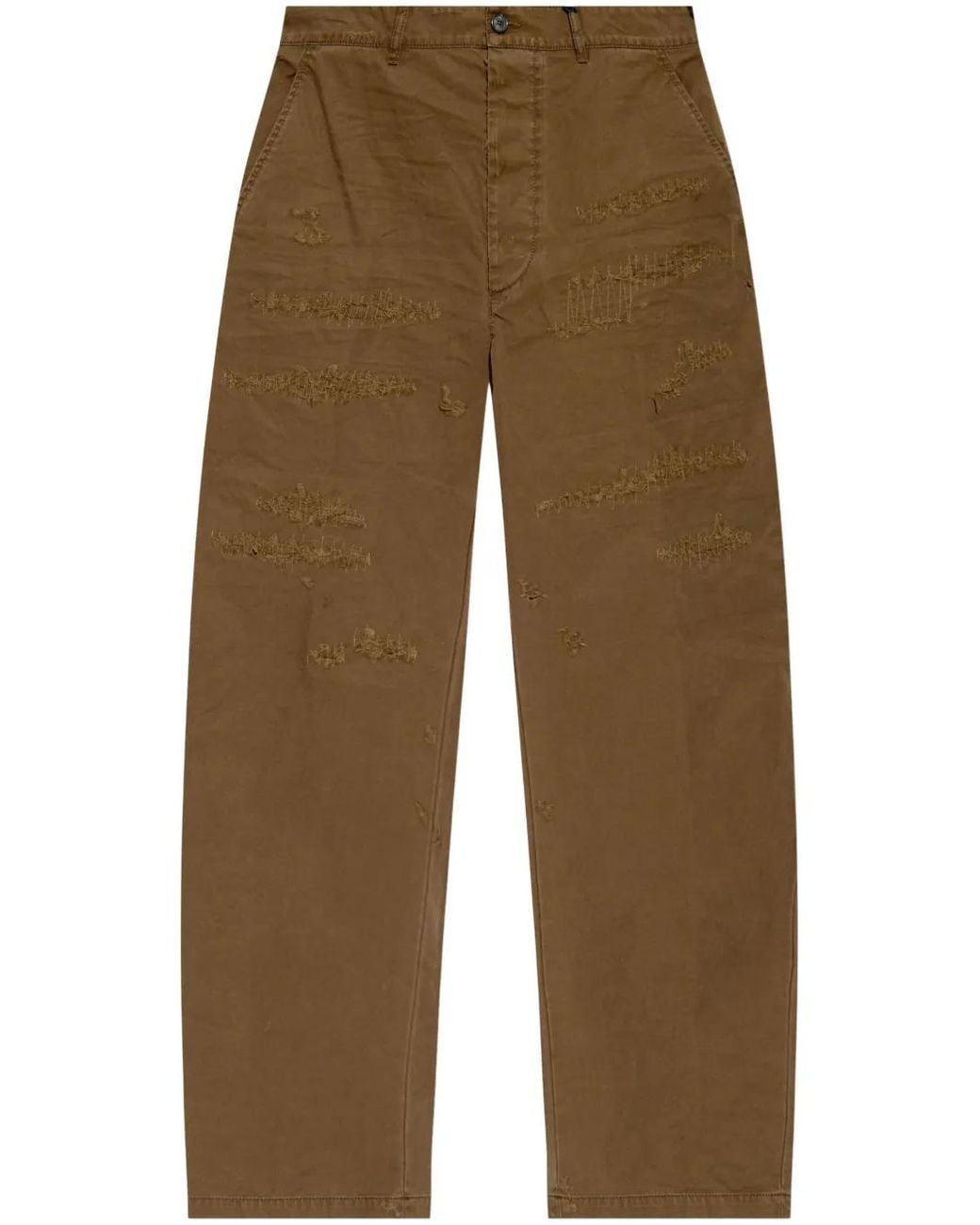 DSquared² Brown Ripped Loose-Fit Trousers for men