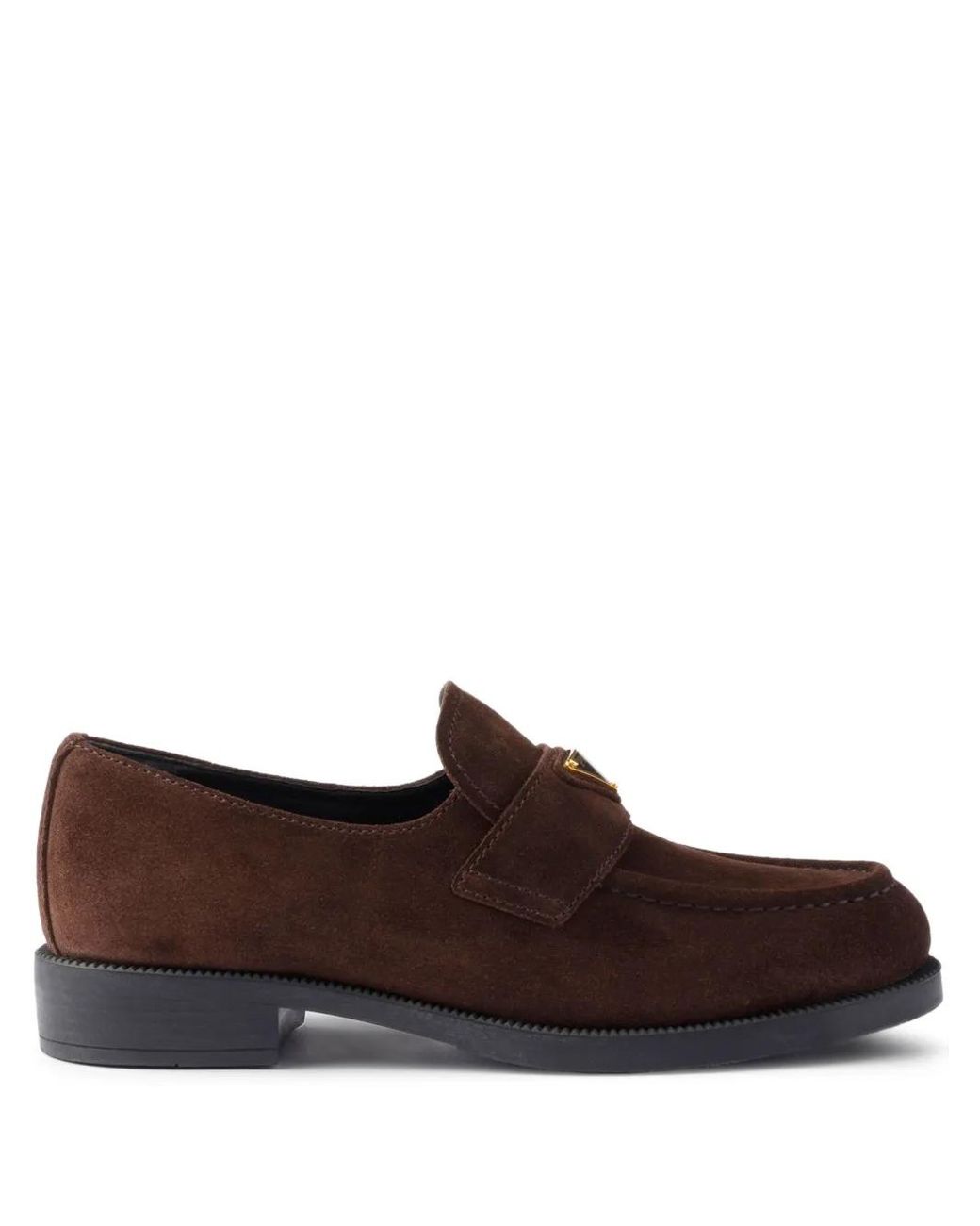 Prada Brown Loafer Aus Wildleder Mit Triangel-Logo