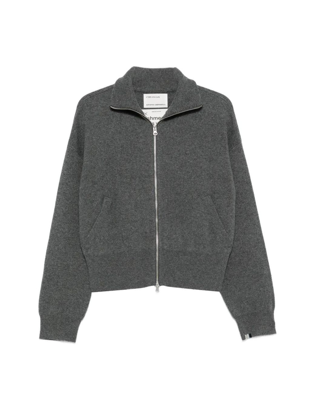 Extreme Cashmere Gray Zip-Up Knitted Sweater