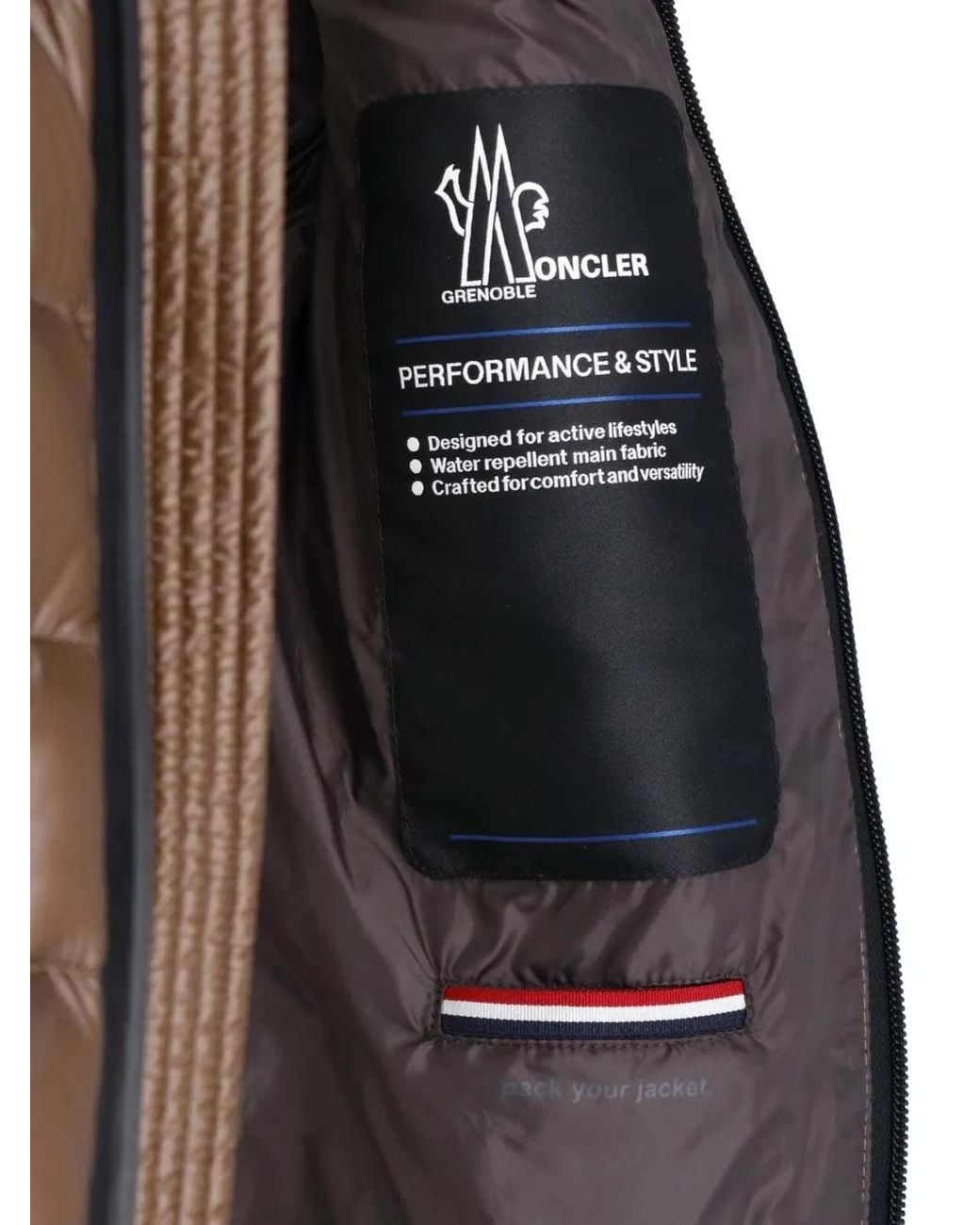 Moncler Brown Quilted High-Neck Jacket for men