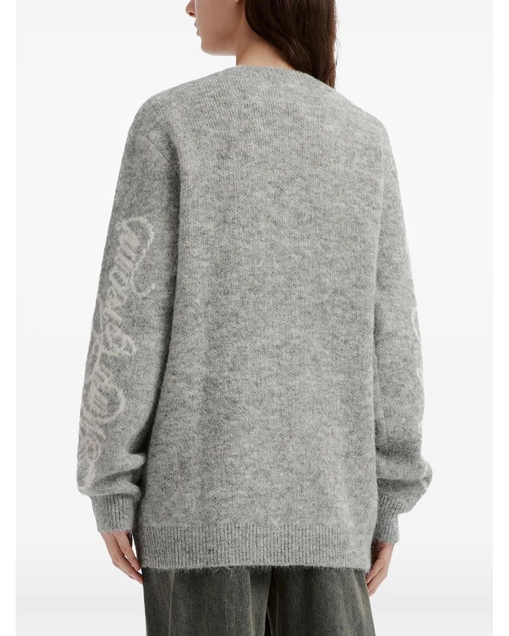 Mini Cream Gray Star-Intarsia Cardigan