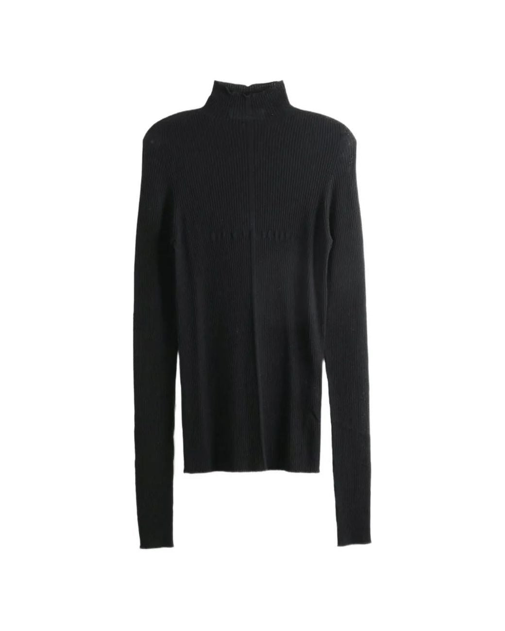 MATIERES FECALES Black Ribbed-Knit Roll-Neck Sweater