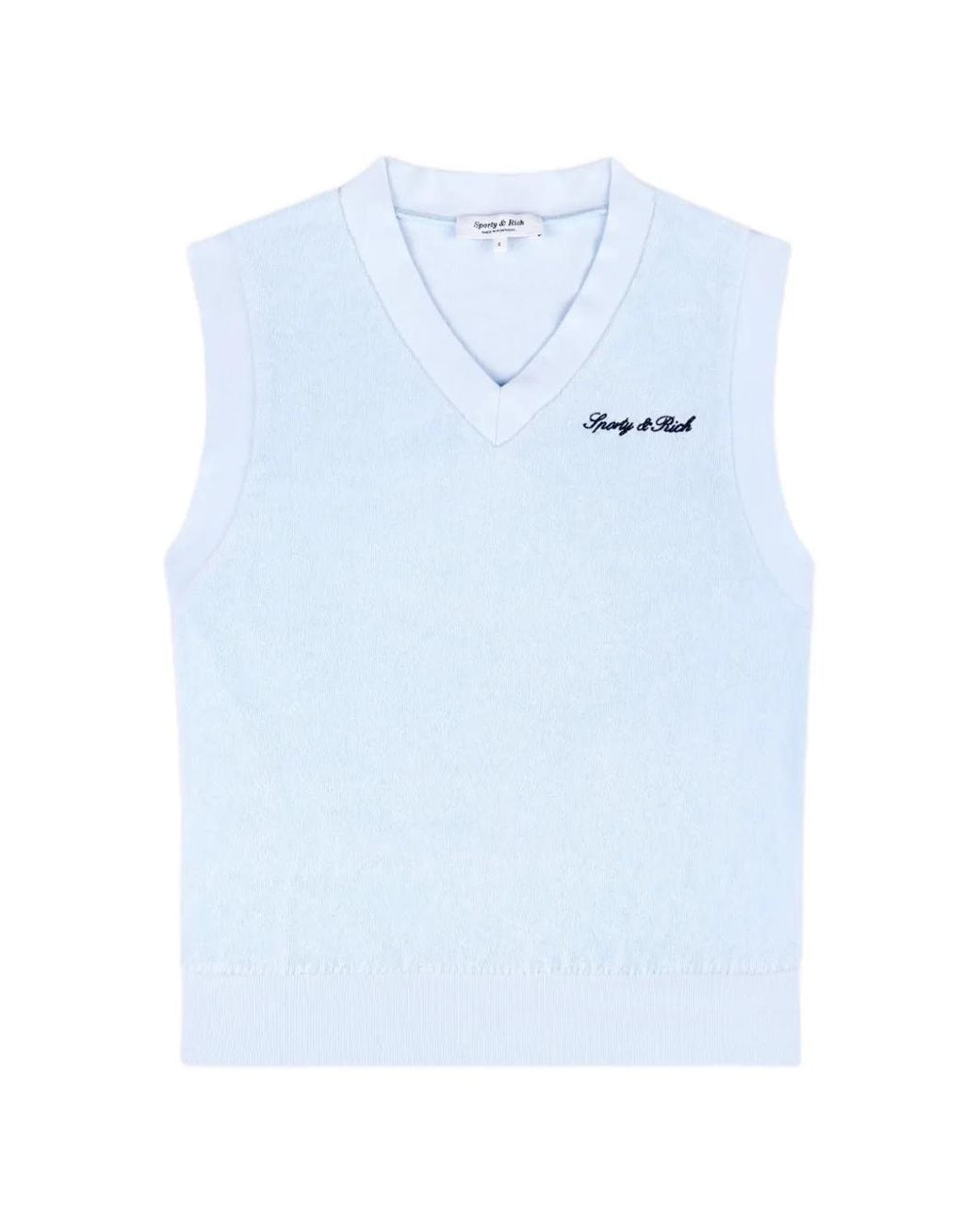 Sporty & Rich Blue Logo-Embroidered Terry Vest for men