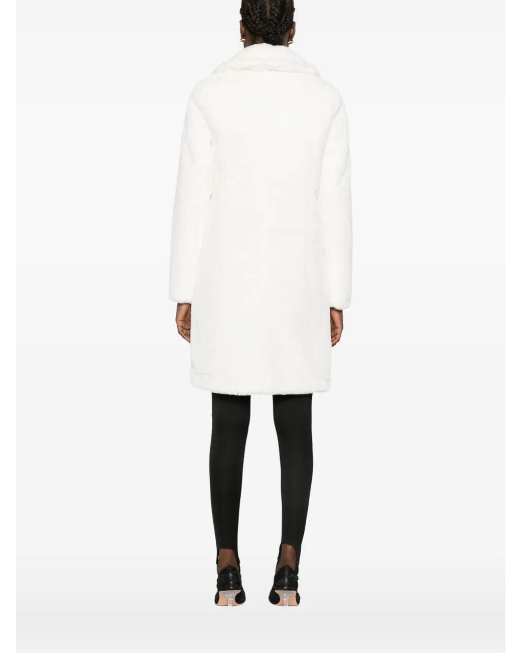 Herno White Faux-Fur Belted Coat